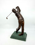 Golf Trophy Portrait of Seve Ballesteros on a two tier base, bronze trophies. This superb sculpture shows a classic stroke by the famous Ben Hogan often described as the finest stroke player ever. The timeless, patinated finish - like that used on the lions of Trafalgar Square - lifts the figure to a great status. 