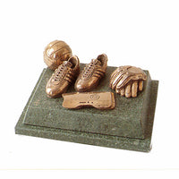 Bronze football trophy boots, gloves,ball and shin pads trophy. Great tournament or man of the match award-SC2