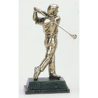 This hand-sculpted bronze figure of a bearded golfer finishing his tee shot is a perfect illustration of a player completing some great work. A portrait of a dedicated golfer at the end of a perfectly-executed drive, this original piece is the ideal choice for a competition prize or gift. The action captured in this fine hand-sculpted and hand-cast figure can be seen on many golf courses at top tournaments