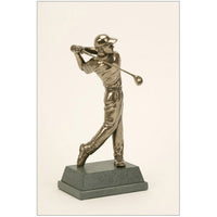 This golfer finishing his swing has great detailing and his modern headgear gives it a nice, individual touch. A sharply dressed player! The club, which is cast separately, has a metal wire core - as do all clubs - to give greater strength to the delicate casting. A decorative work often used as Captain's prize 