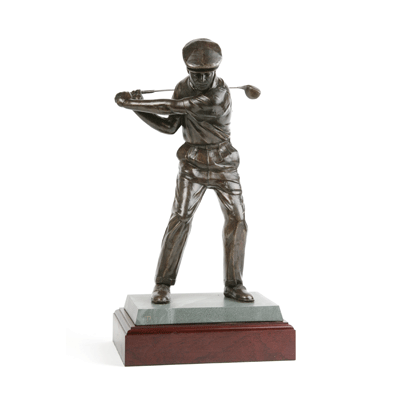  This superb sculpture shows a classic stroke by the famous Ben Hogan often described as the finest stroke player ever. The timeless, patinated finish - like that used on the lions of Trafalgar Square - lifts the figure to a great status.