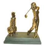 This Tableau consists of a Lady Golfer driving, her golf bag, her practice bag brimming with golf balls and some golf balls already at hand. Each of these pieces demands the full range of Thomas & Peters' production skills.