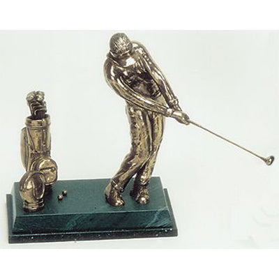 Golf Trophy of Male Golfer Golf Bag, Practice Bag & Balls 11"/28cm overall - Tab 8